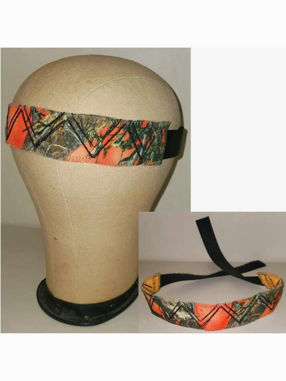 Unisex Orange & Green Camo Headband Sweatband Moisture Wicking Fitness Head Band